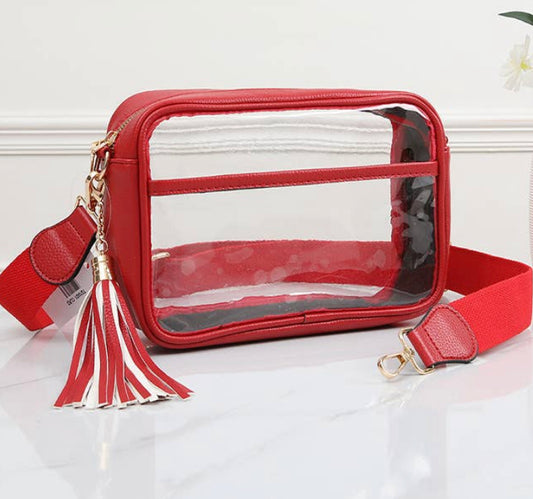 Clear Stadium Camera Style Bag with tassel
