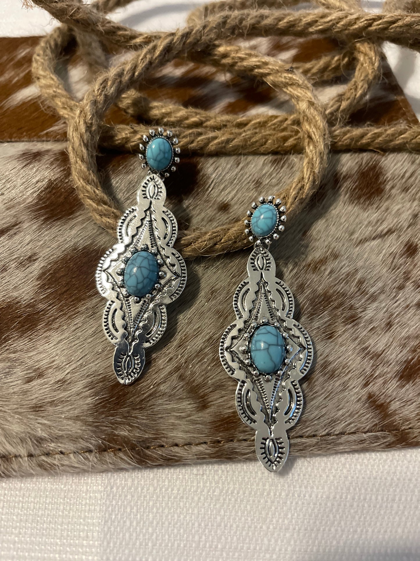 Lightweight Turquoise and Metal Earrings