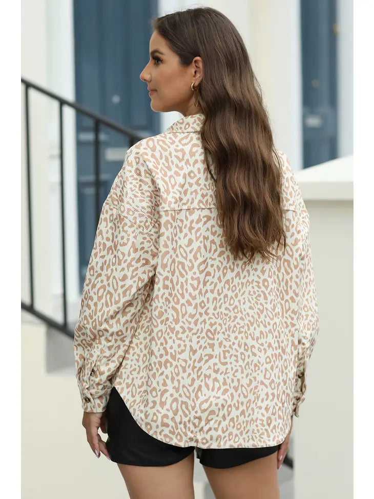 Leopard Print Corduroy Shirt