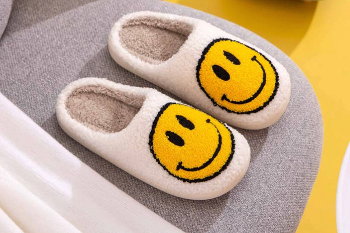 Happy Smiley Face Fluffy Slippers