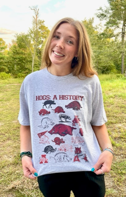 A Hogs History Graphic Tee - Grey