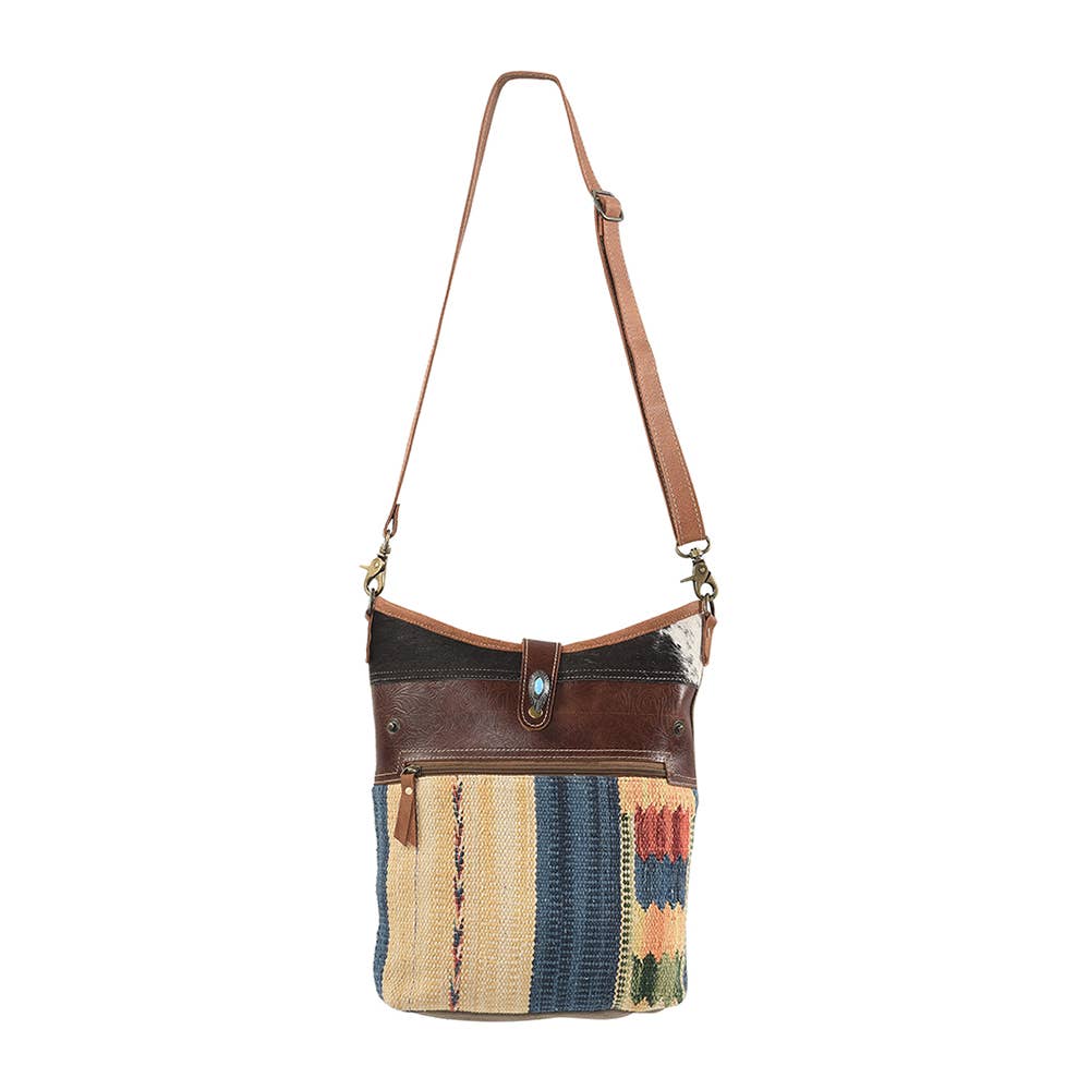 MESSENGER Upcycled Wool Canvas Leather bag purse