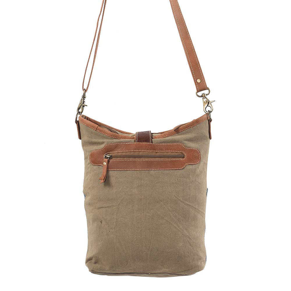 MESSENGER Upcycled Wool Canvas Leather bag purse